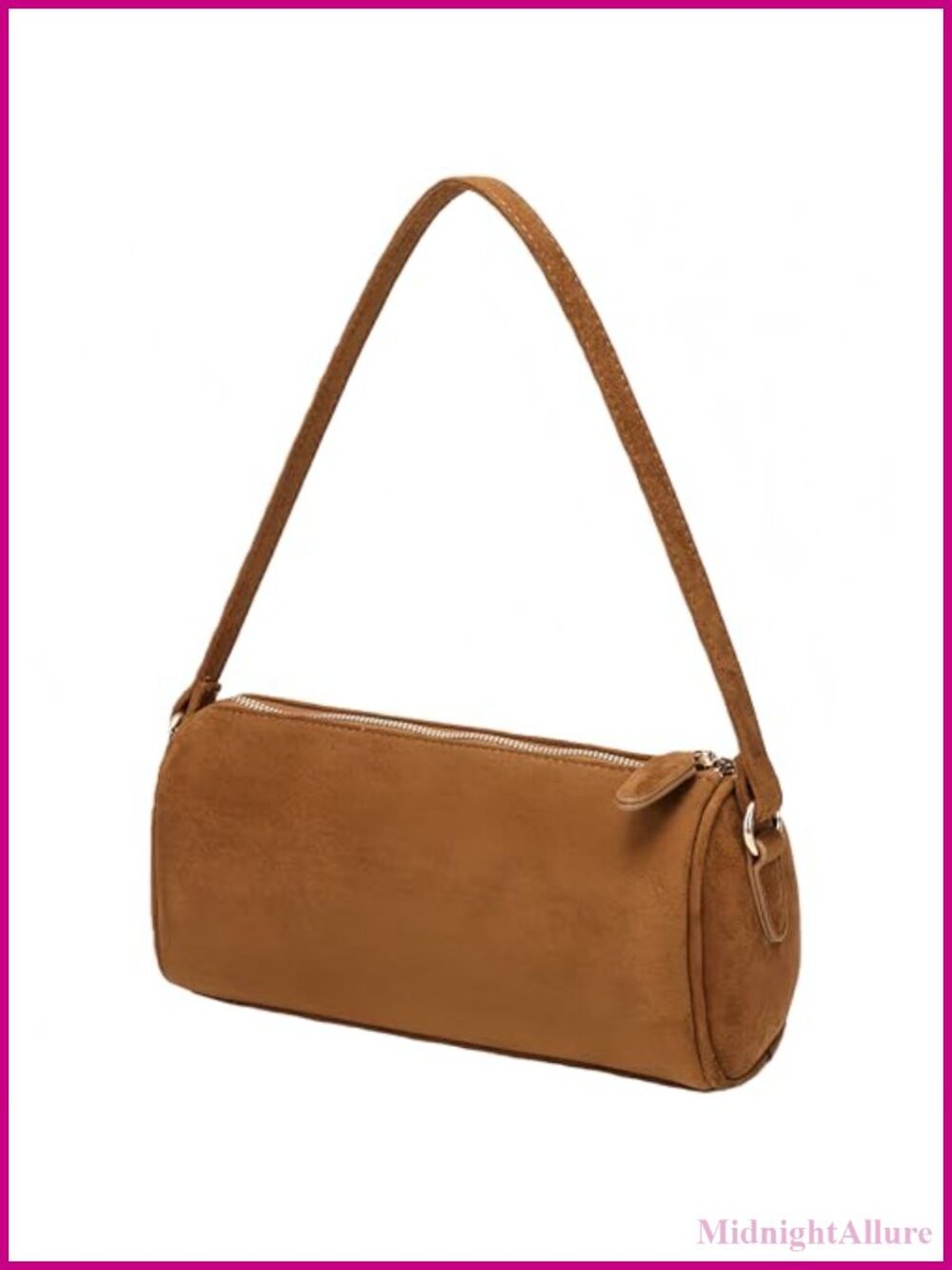 Faux Suede Leather Small Shoulder Purses Row Barrel Bag for Women
